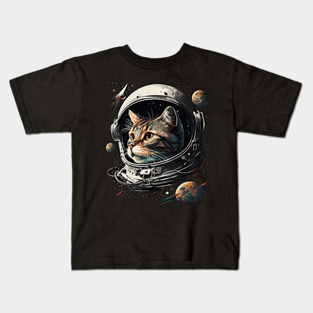 space cat Kids T-Shirt by a cat cooking